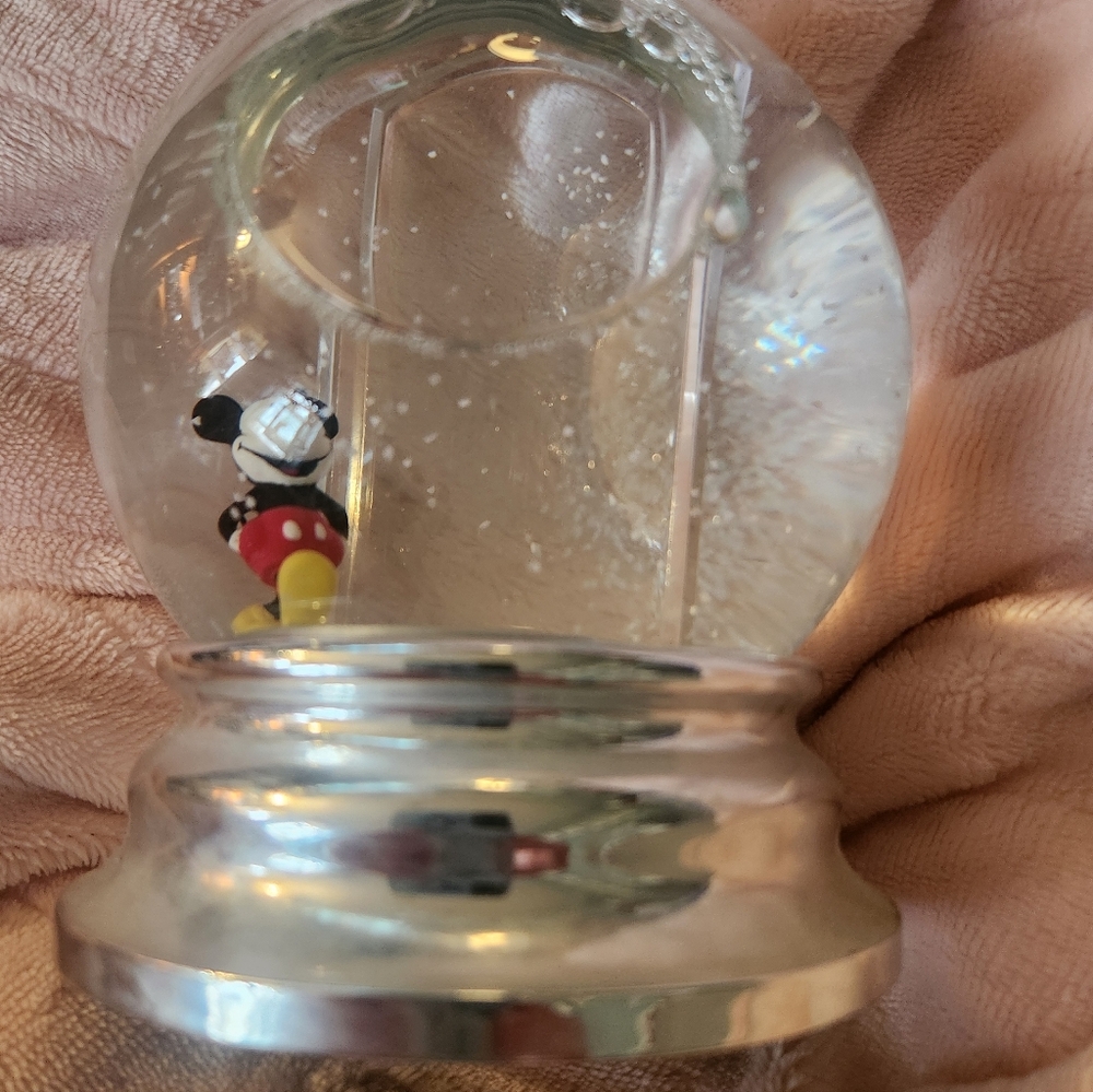 Disney Mickey Mouse Snow Globe With Photo Holder In Middle